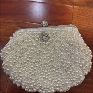 Elegant Pearl-Embellished Clutch